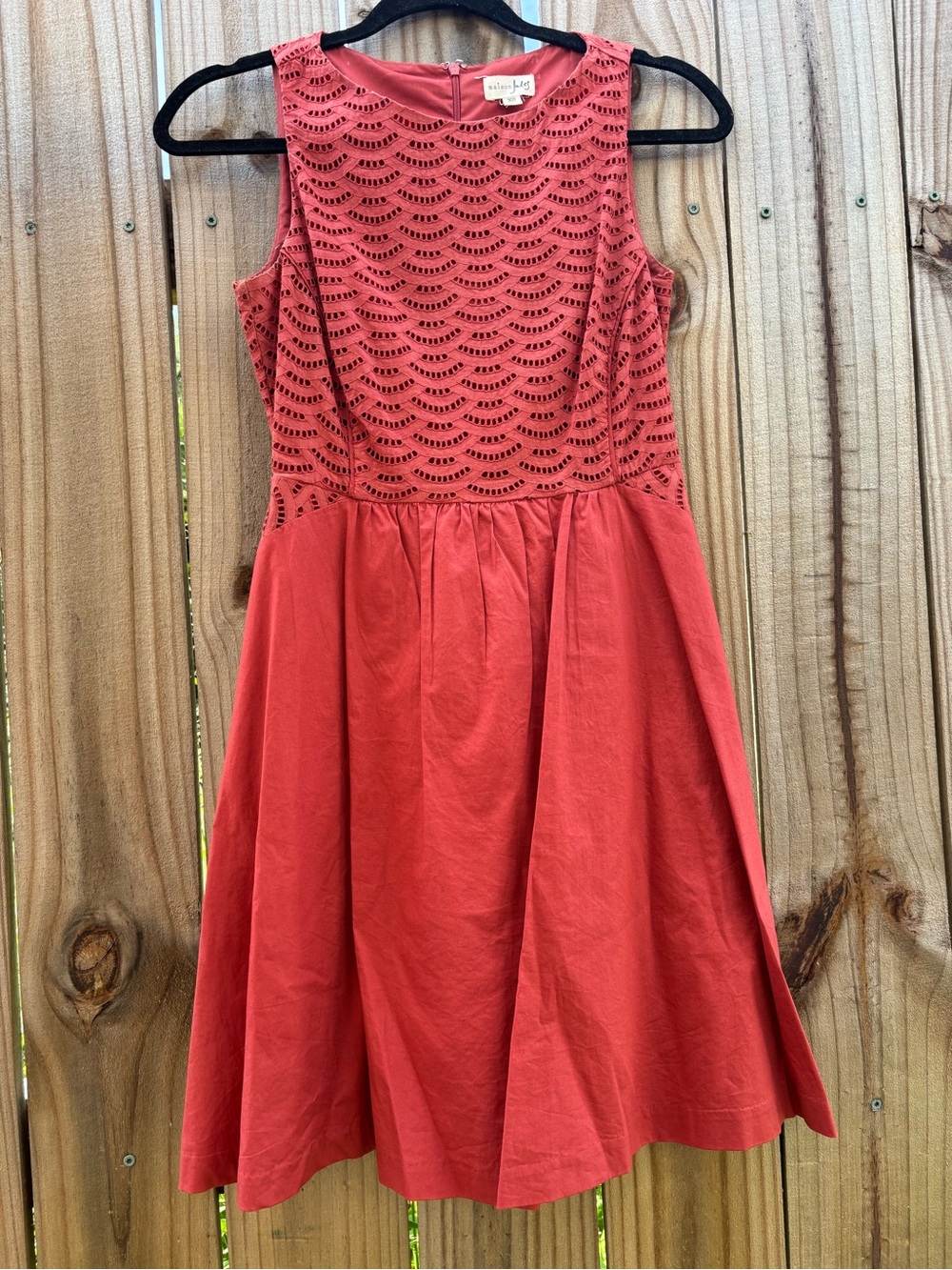 Maison Jules Coral Eyelet Fit & Flare Dress XS – Cotton – Pockets